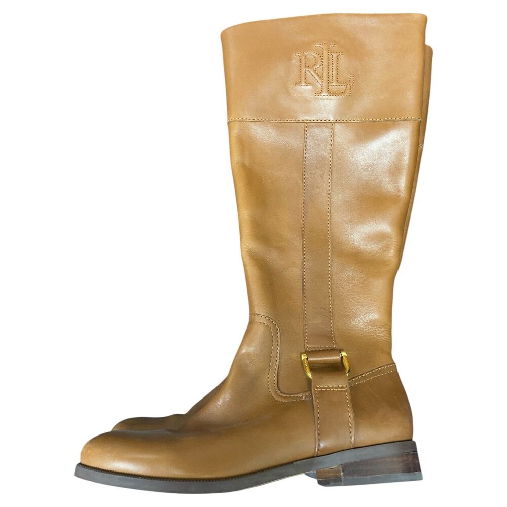 Ralph Lauren BERNADINE Riding Tall Boots Size 5B Brown